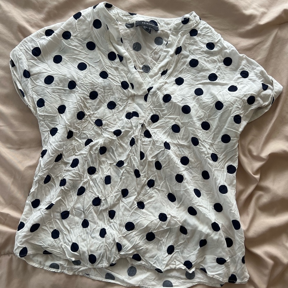 Primark Black and White Polka Dot Blouse Size 6